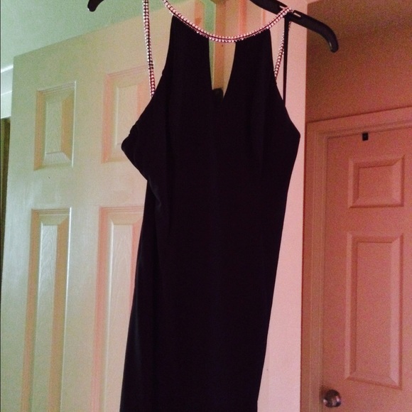 Black prom dress w/ beads on strap