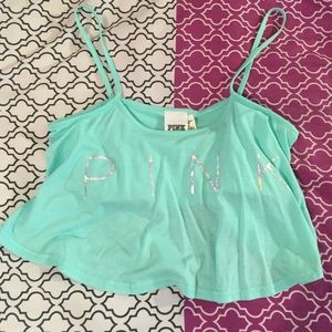PINK pretty blue flowy crop top
