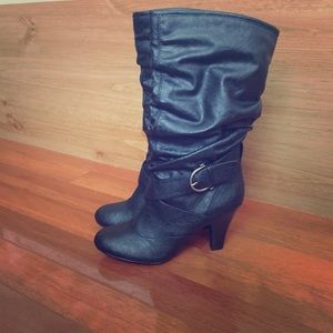 Cathy Jean Black Mid-Calf Boots