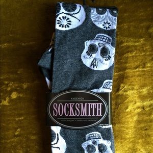 Sugar Skull Socksmith Socks Grey Knee High