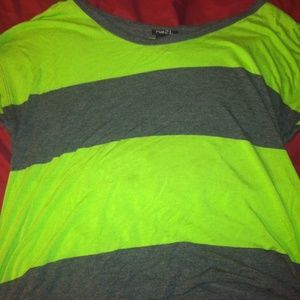 Lime Green and dark grey striped crop top