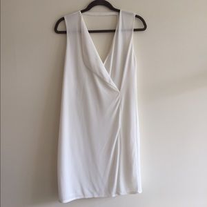 White cocktail/sundress, open back & droop v-neck