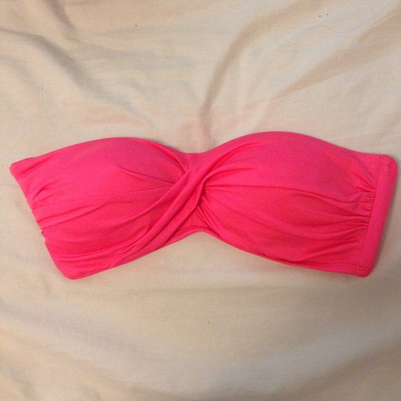 Bright Coral Twist Bandeau Bikini Top S - Picture 1 of 2