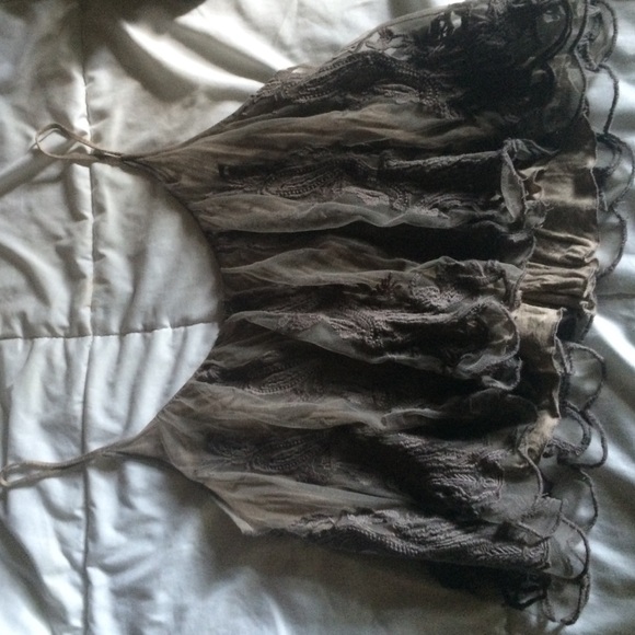Beige lace crop top