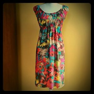 Max studio flower bright dress pink orange blue
