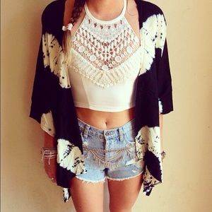 Lf white crochet bib top