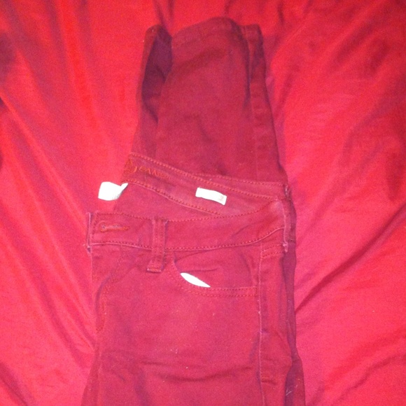 Maroon red skinny jeans