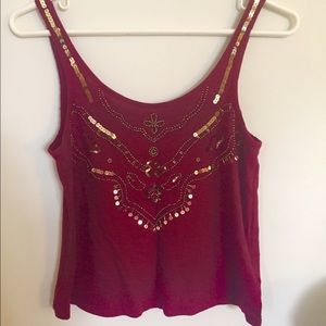 Maroon tank with sequins
