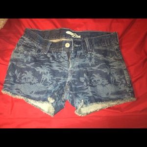 cut off Palm tree shorts