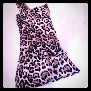 Draped animal stretch dress