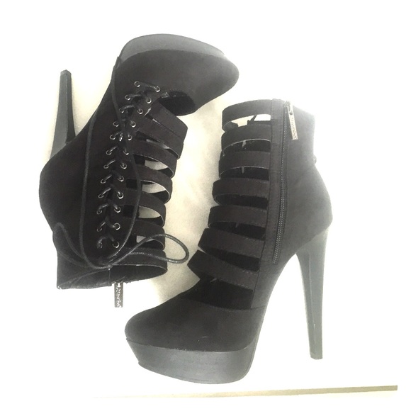 Never worn black strappy heels