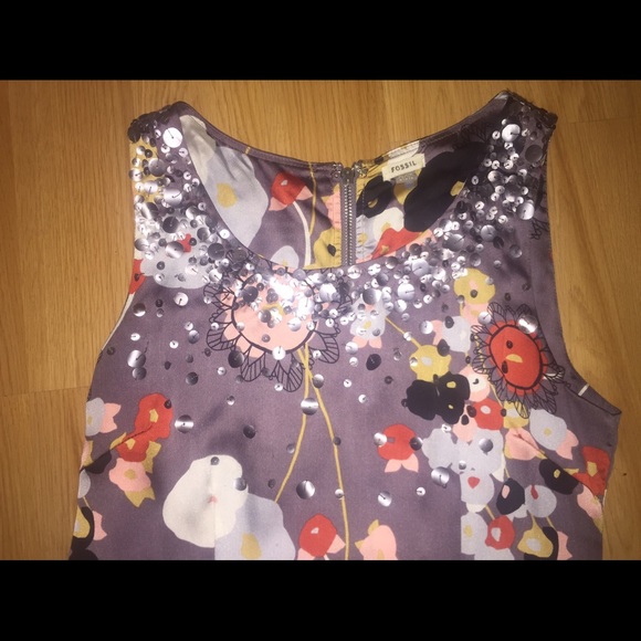 100% Silk Fossil dress with sequin embellishment