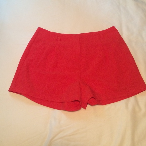 High waist red shorts