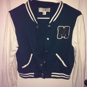 Forever 21 green and white varsity jacket