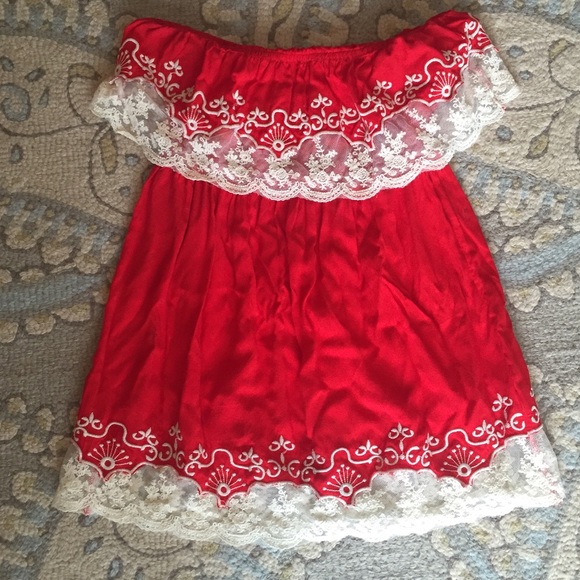 Bright Red Strapless Top!