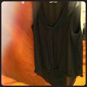 Black button up tank top