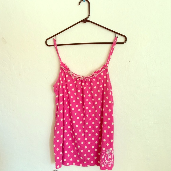 Juicy Couture Pink Polka Dot Ruffled Tank - Picture 1 of 3