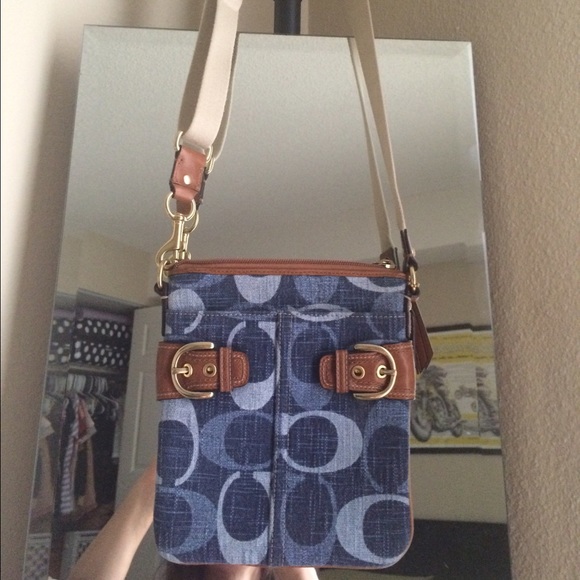 Coach Handbags - Coach denim logo cross body bag