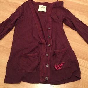 Burgundy hollister cardigan