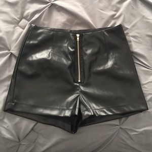 Leather high waisted shorts