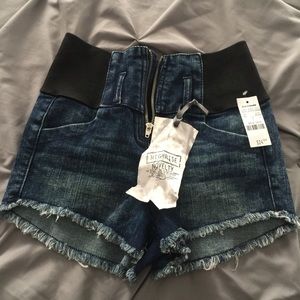 High waisted jean shorts