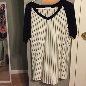 NWOT black and white striped baseball tunic