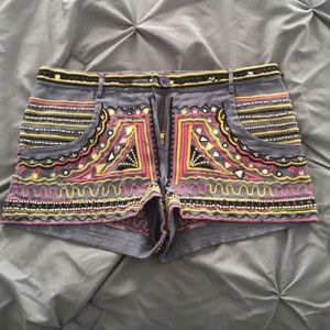 Multi-colored beaded shorts
