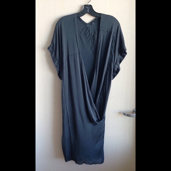 Vintage Donna Karan black drape front dress