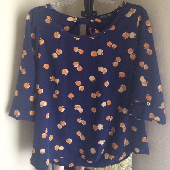 ModCloth Tops - Dark blue apples blouse