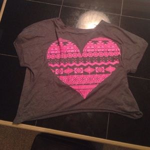 Grey and hot pink t shirt crop top