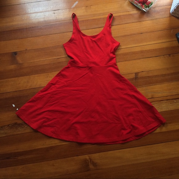 red simple tank top skater dress