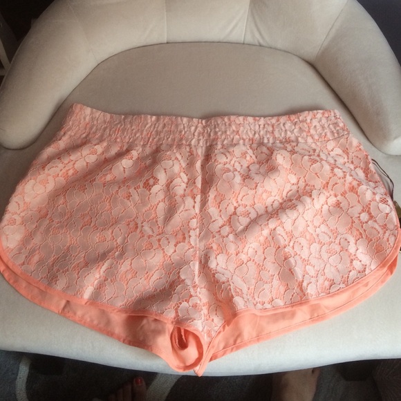 Peach lace shorts
