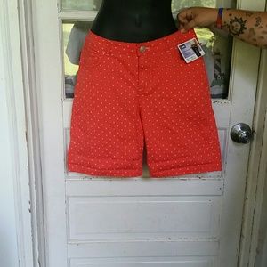 Coral polka dot shorts