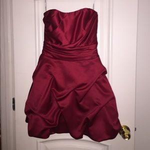 Strapless Red satiny short cocktail dress
