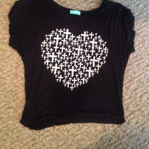 Black cross heart shirt