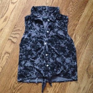 Urban outfitters button down tied crop top