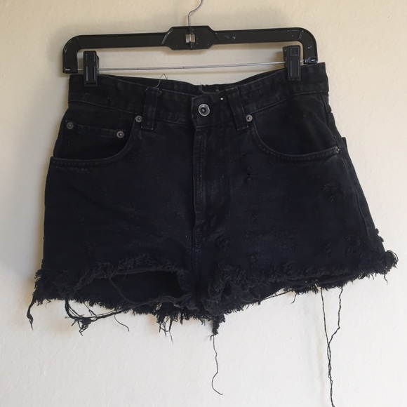 High-rise Distressed Denim Shorts - Picture 1 of 4