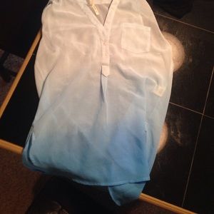 Blue ombré see through flowy top