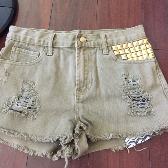 High waisted studded shorts