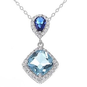 Cushion-Cut Topaz & Pear-Shaped Sapphire Necklace