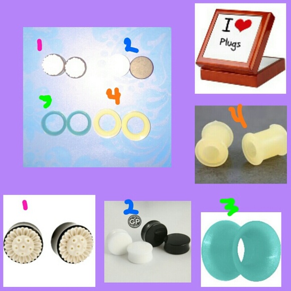 stretched ear plugs bundle~silicone,wood,acrylic