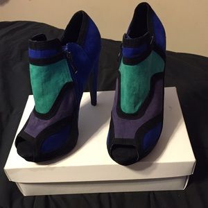 Multi colored suede booties