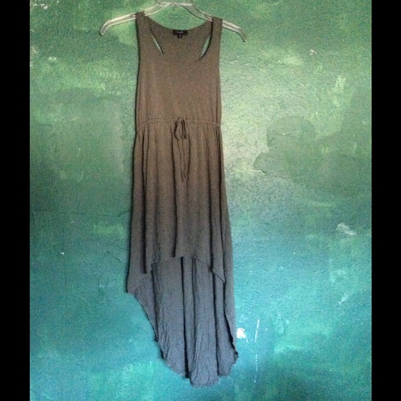 High low olive green dress