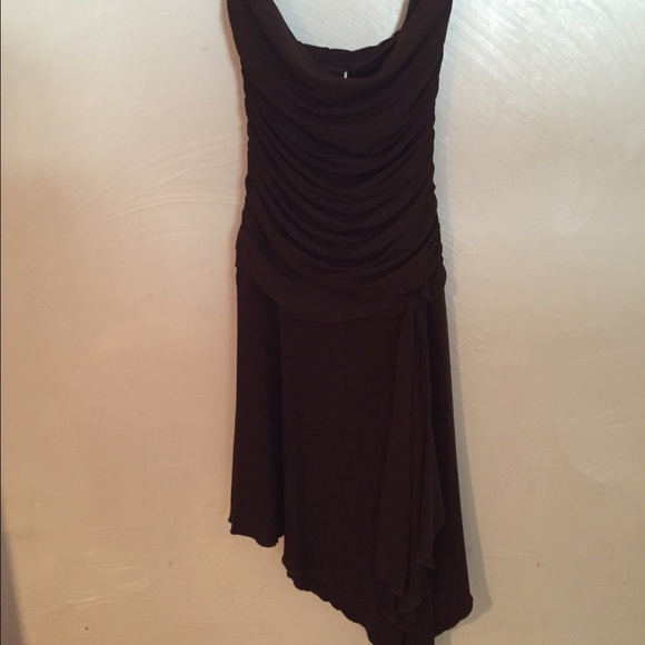 Brown strapless formal dress