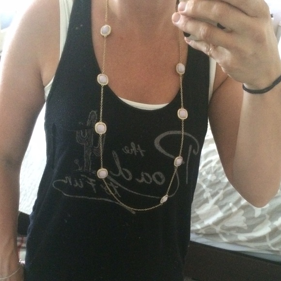 Gold with purple stones long necklace
