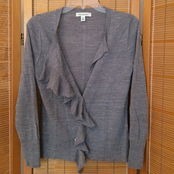 Grey Ruffled Cardigan from Banana Republic