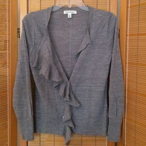 Grey Ruffled Cardigan from Banana Republic