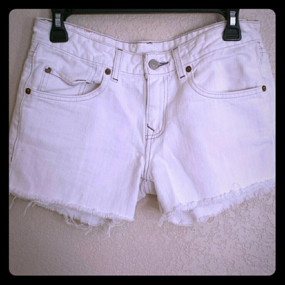 Levi's white cutoff denim shorts