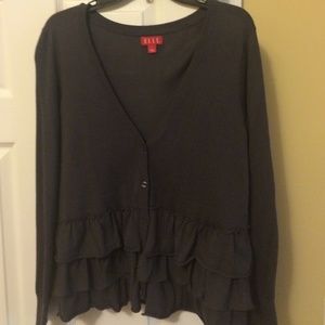 Elle dark gray ruffled cardigan