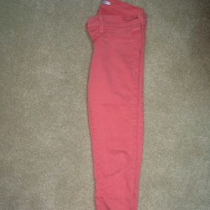 cute peach skinny jeans.